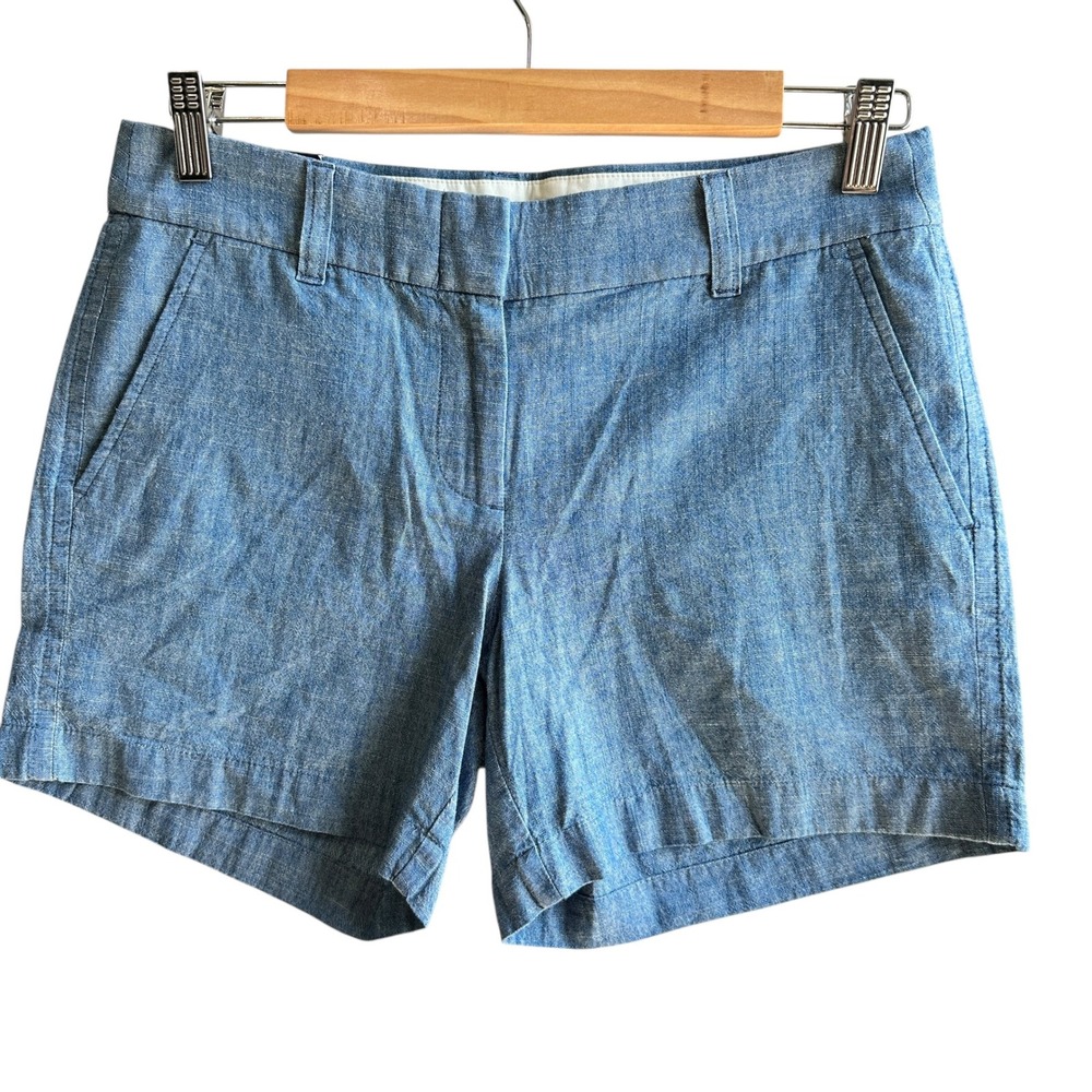 J by J.Crew‎ Chambray Shorts  Chino Casual Cotton  Blue Size 2 NWT